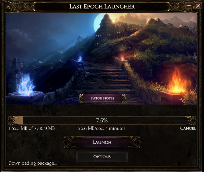 Last Epoch launcher by Eleventh Hour Games, built on PatchKit