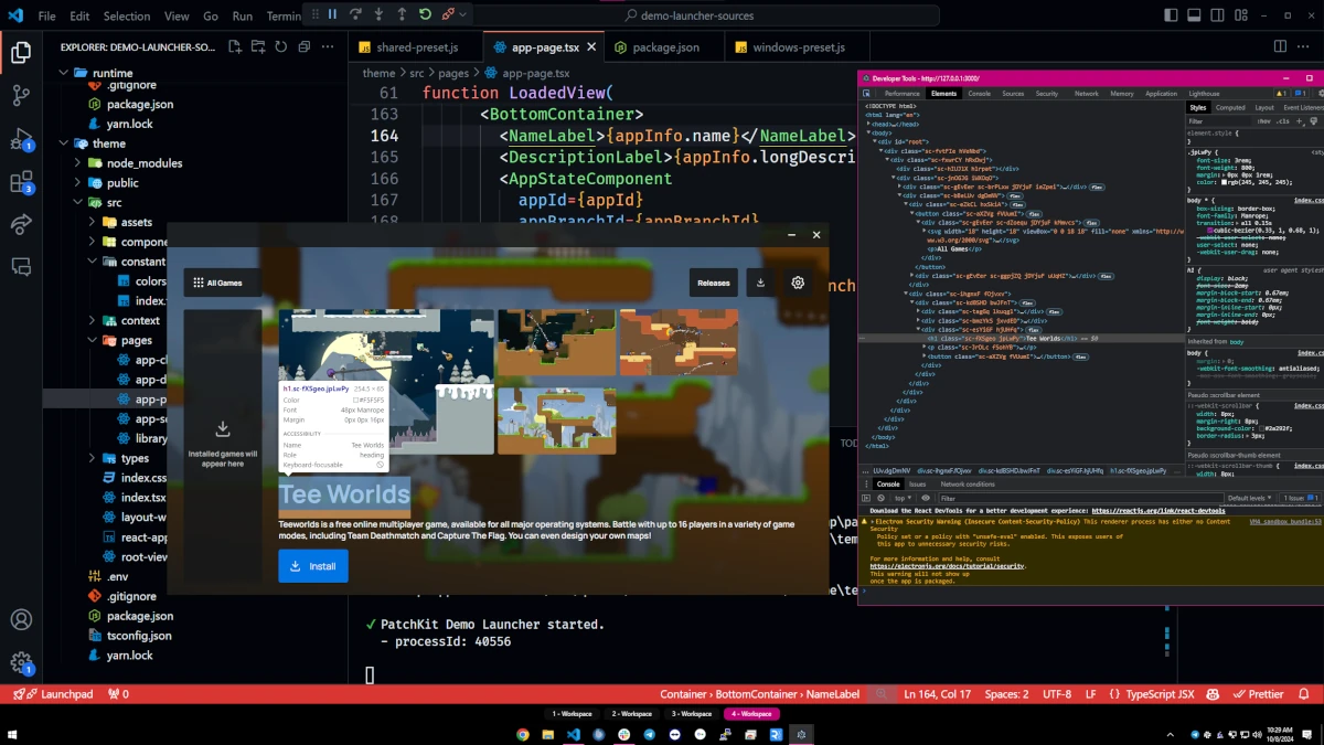 A code editor with a launcher project open