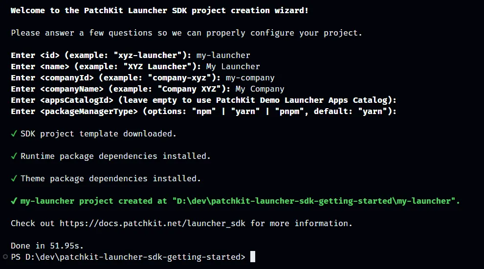 Project Creation Wizard