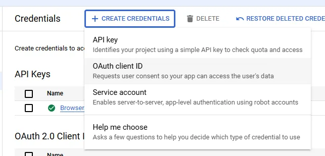 Create Credentials